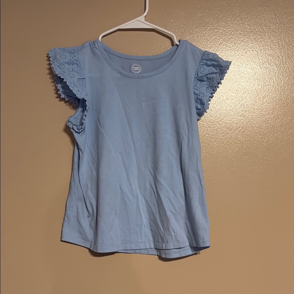 Wonder Nation Blue Flutter Sleeve Ruffled T-Shirt